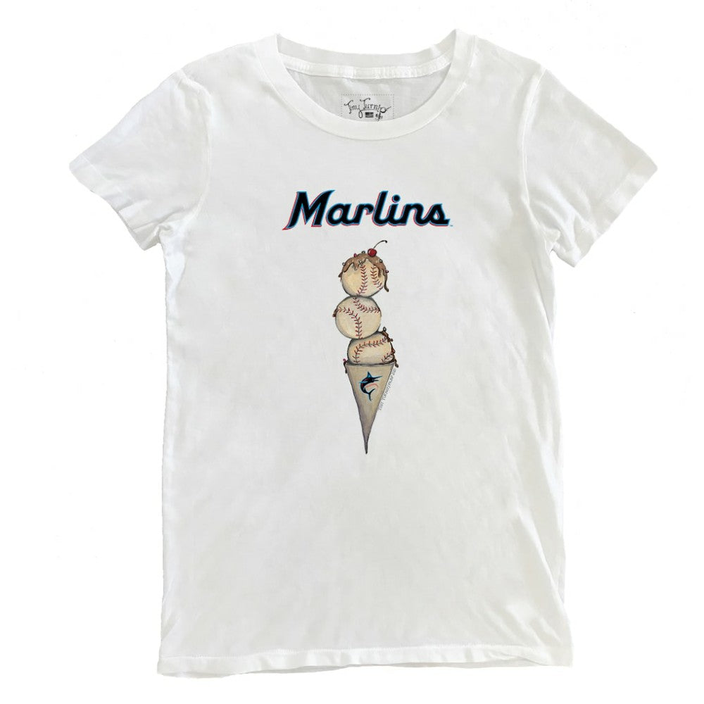 Miami Marlins Tiny Turnip Women's Triple Scoop T-Shirt - White - MLB on Sale