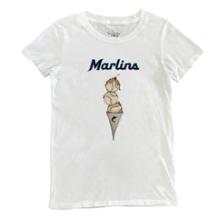 Miami Marlins Tiny Turnip Women's Triple Scoop T-Shirt - White - MLB on Sale