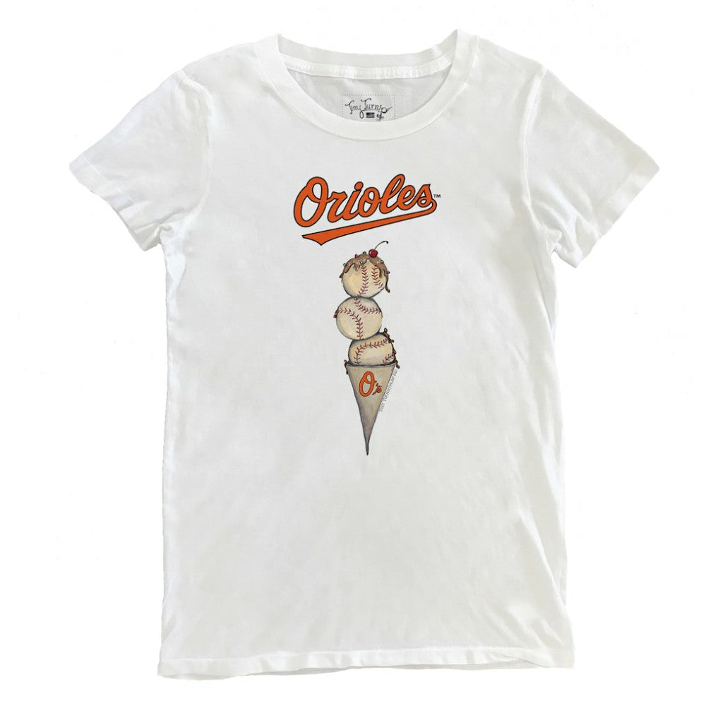 Baltimore Orioles Tiny Turnip Women's Triple Scoop T-Shirt - White - MLB Sale