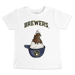 Milwaukee Brewers Tiny Turnip Youth Sundae Helmet T-Shirt - White - MLB Sale