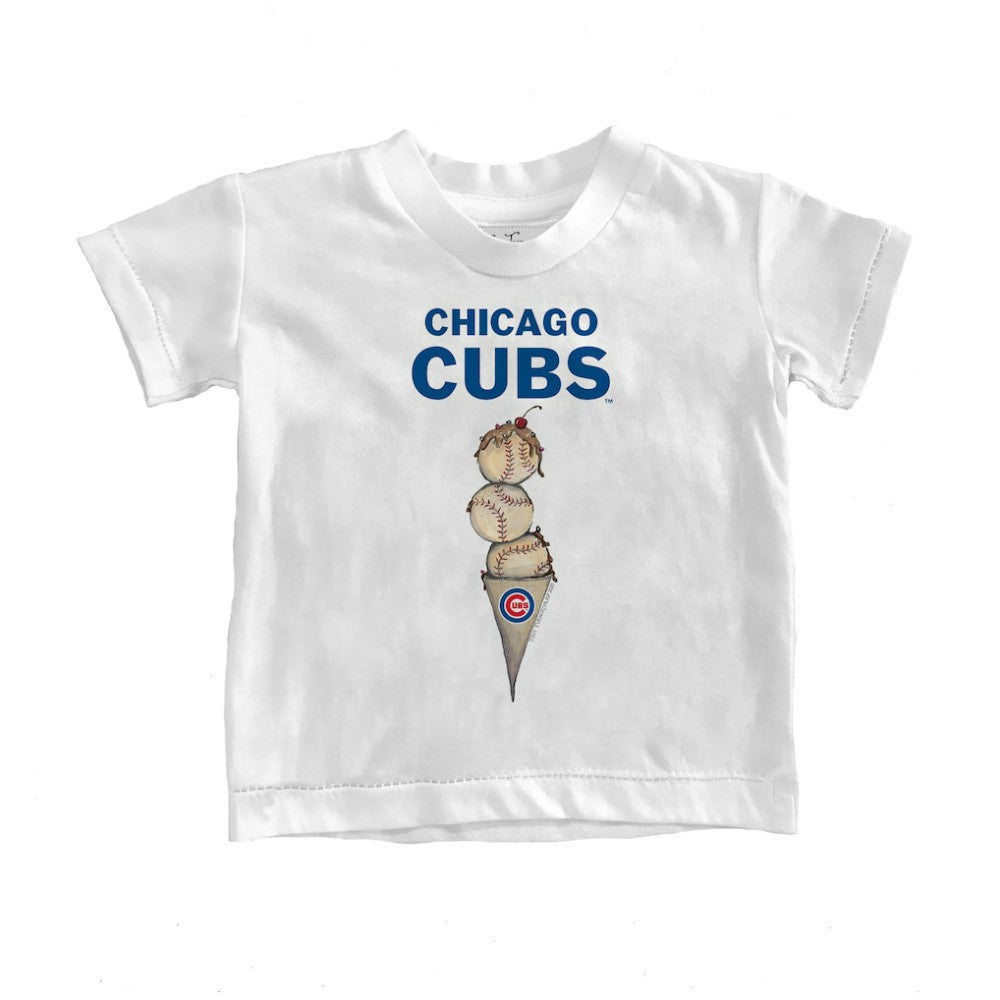 Chicago Cubs Tiny Turnip Youth Triple Scoop T-Shirt - White - MLB Discount