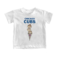 Chicago Cubs Tiny Turnip Youth Triple Scoop T-Shirt - White - MLB Discount