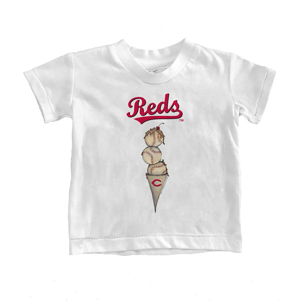 Cincinnati Reds Tiny Turnip Youth Triple Scoop T-Shirt - White - MLB Online