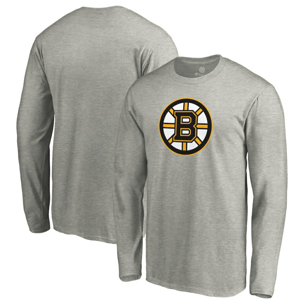 Boston Bruins Primary Logo Long Sleeve T-Shirt - Heather Gray - NHL 4267439