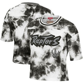 Toronto Raptors Women's Hardwood Classics Tie-Dye Cropped T-Shirt Black/White | Mitchell & Ness US