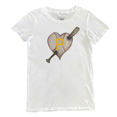 Pittsburgh Pirates Tiny Turnip Women's Heart Bat T-Shirt - White - MLB Sale