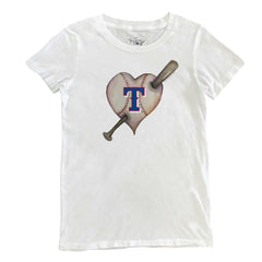 Texas Rangers Tiny Turnip Women's Heart Bat T-Shirt - White - MLB on Sale