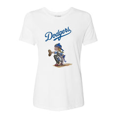 Los Angeles Dodgers Tiny Turnip Women's Kate the Catcher T-Shirt - White - MLB Discount