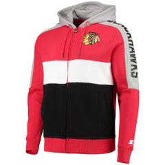 Chicago Blackhawks Starter Playoffs Color Block Full-Zip Hoodie - Red/Black - NHL 4270903