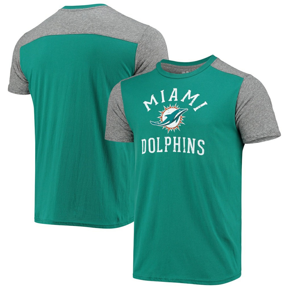 Miami Dolphins Majestic Threads Field Goal Slub T-Shirt Aqua/Gray