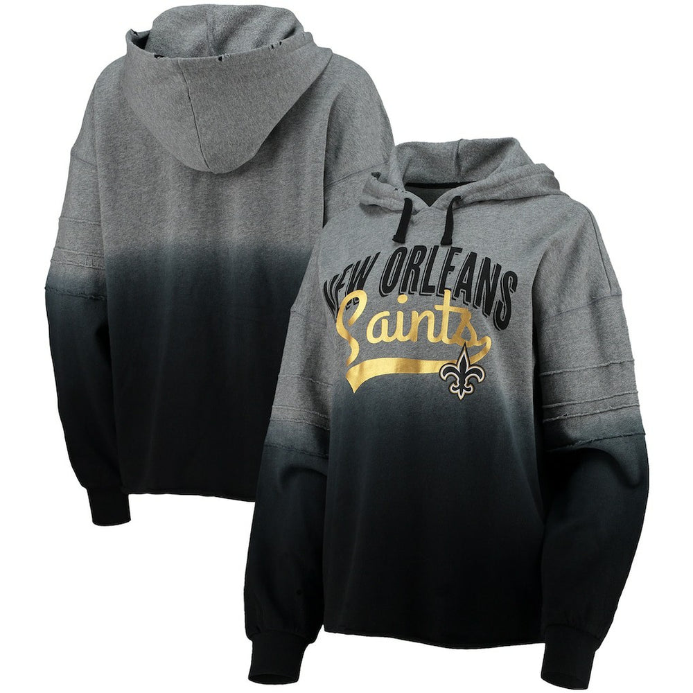 New Orleans Saints Touch Women's Superstar Dip-Dye Pullover Hoodie Heathered Gray/Black
