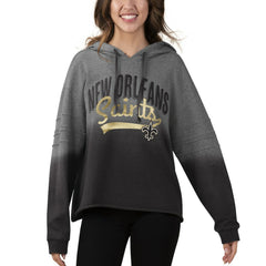 New Orleans Saints Touch Women's Superstar Dip-Dye Pullover Hoodie Heathered Gray/Black