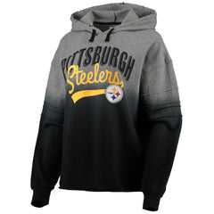 Pittsburgh Steelers Touch Women's Superstar Dip-Dye Pullover Hoodie Heathered Gray/Black