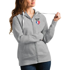 New York Knicks Antigua Women's NBA 75th Anniversary Victory Full-Zip Hoodie Heathered Gray
