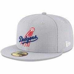 Los Angeles Dodgers New Era Cooperstown Collection Logo 59FIFTY Fitted Hat - Gray - New Era on Sale