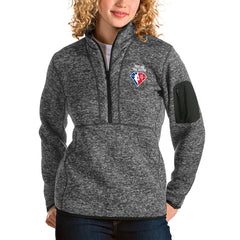Portland Trail Blazers Antigua Women's NBA 75th Anniversary Fortune Quarter-Zip Pullover Jacket Heathered Charcoal