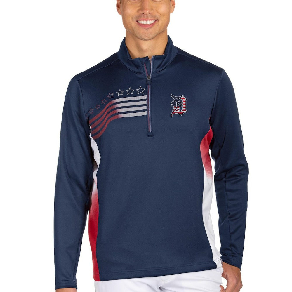 Detroit Tigers Antigua Liberty Quarter-Zip Pullover Jacket - Navy - MLB Online