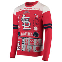 St. Louis Cardinals FOCO Ticket Light-Up Ugly Sweater - Red - MLB Sale