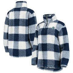 Seattle Kraken G-III 4Her by Carl Banks Women's Plaid Sherpa Quarter-Zip Jacket - Deep Sea Blue/White - NHL 4288009