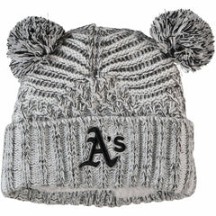 Athletics New Era Women's Dual Cuffed Knit Hat with Poms - Gray - New Era Sale