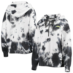 Los Angeles Chargers DKNY Sport Women's Dakota Oversized Tie-Dye Half-Zip Hoodie White/Black