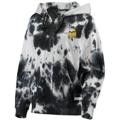 Minnesota Vikings DKNY Sport Women's Dakota Oversized Tie-Dye Half-Zip Hoodie White/Black