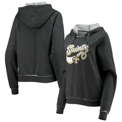 New Orleans Saints New Era Women's Script Fleece Raglan Pullover Hoodie Charcoal