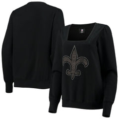 New Orleans Saints Cuce Women's Winners Square Neck Pullover Sweatshirt Black
