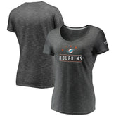 Fanatics Miami Dolphins Women's League Leader Space Dye V-Neck T-Shirt Charcoal