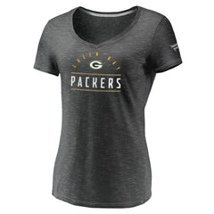 Fanatics Green Bay Packers Women's League Leader Space Dye V-Neck T-Shirt Charcoal