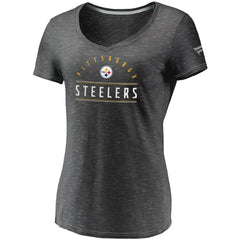 Fanatics Pittsburgh Steelers Women's League Leader Space Dye V-Neck T-Shirt Charcoal