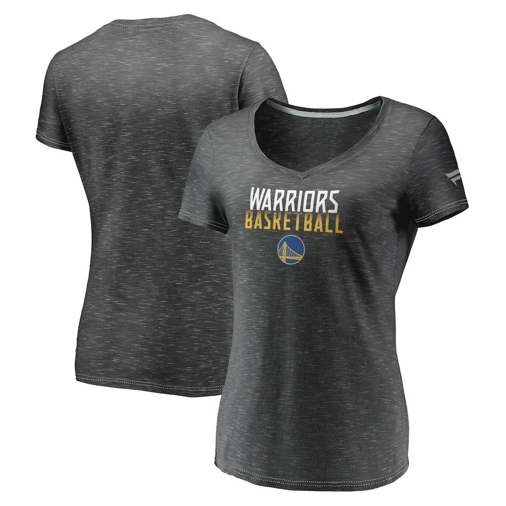 Golden State Warriors Women's Double-Fade Space-Dye V-Neck T-Shirt for sale Charcoal | Fanatics Near Me