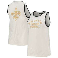 New Orleans Saints Junk Food Women's Throwback Pop Binding Scoop Neck Tank Top White/Black