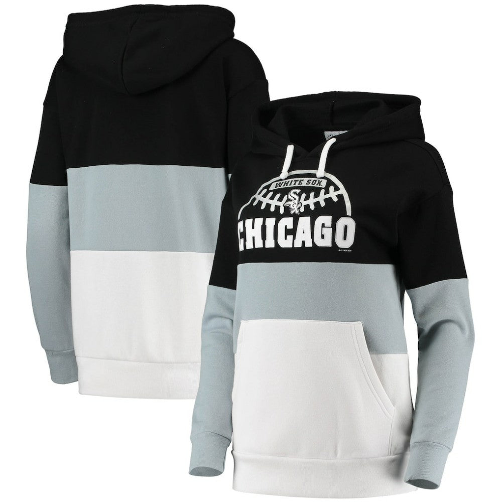 Chicago White Sox G-III Sports by Carl Banks Women's Block and Tackle Colorblock Pullover Hoodie - Black/Gray - MLB Online