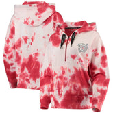 Washington Nationals DKNY Sport Women's Dakota Tie-Dye Half-Zip Hoodie - White/Red - MLB Discount