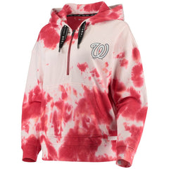 Washington Nationals DKNY Sport Women's Dakota Tie-Dye Half-Zip Hoodie - White/Red - MLB Discount