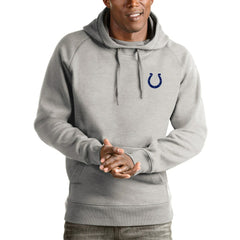Indianapolis Colts Antigua Logo Victory Pullover Hoodie Heathered Gray