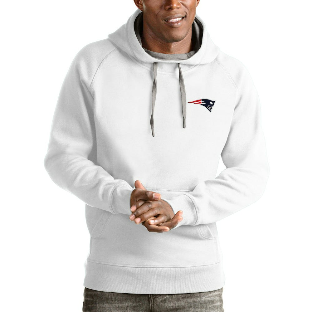 New England Patriots Antigua Logo Victory Pullover Hoodie White