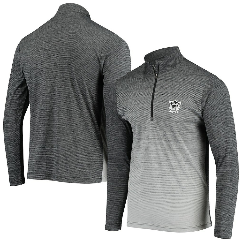 Las Vegas Raiders Antigua Throwback Cycle Quarter-Zip Jacket Black/Heathered Gray