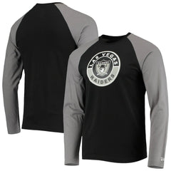 Las Vegas Raiders New Era League Raglan Throwback Long Sleeve T-Shirt Black/Gray