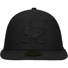 Cleveland Browns New Era Historic Logo Black on Black Low Profile 59FIFTY II Fitted Hat Black