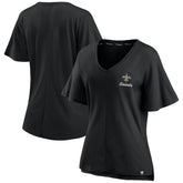 Fanatics New Orleans Saints Women's Southpaw Flutter V-Neck T-Shirt Black