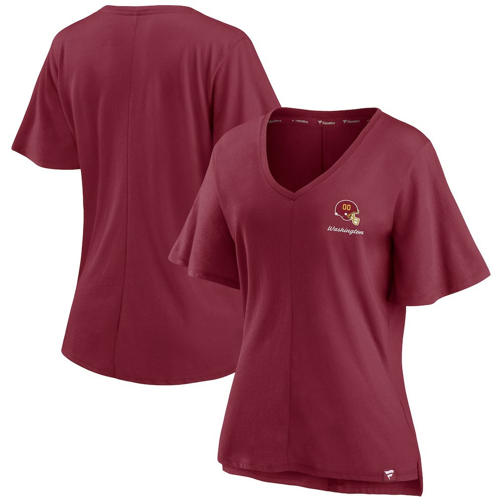 Fanatics Washington Football Team Women's Southpaw Flutter V-Neck T-Shirt Burgundy
