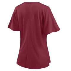 Fanatics Washington Football Team Women's Southpaw Flutter V-Neck T-Shirt Burgundy
