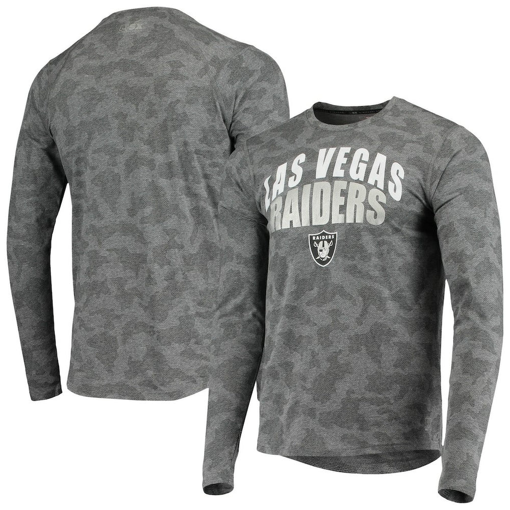 Las Vegas Raiders MSX by Michael Strahan Camo Performance Long Sleeve T-Shirt Black