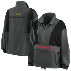 Chicago Blackhawks WEAR by Erin Andrews Women's Popover Packable Half-Zip Jacket - Charcoal - NHL 4360050