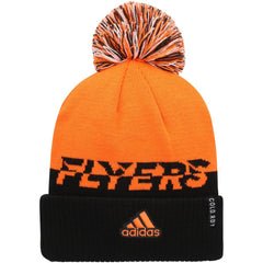 Philadelphia Flyers adidas COLD.RDY Cuffed Knit Hat with Pom - Orange/Black - NHL 4360111