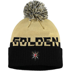 Vegas Golden Knights adidas COLD.RDY Cuffed Knit Hat with Pom - Gold/Black - NHL 4360126