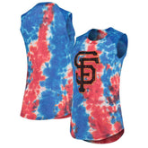 San Francisco Giants Majestic Threads Women's Tie-Dye Tri-Blend Muscle Tank Top - Red/Blue - MLB Sale