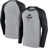 Miami Marlins Nike Game Authentic Collection Performance Raglan Long Sleeve T-Shirt - Gray/Black - Nike Lifestyle